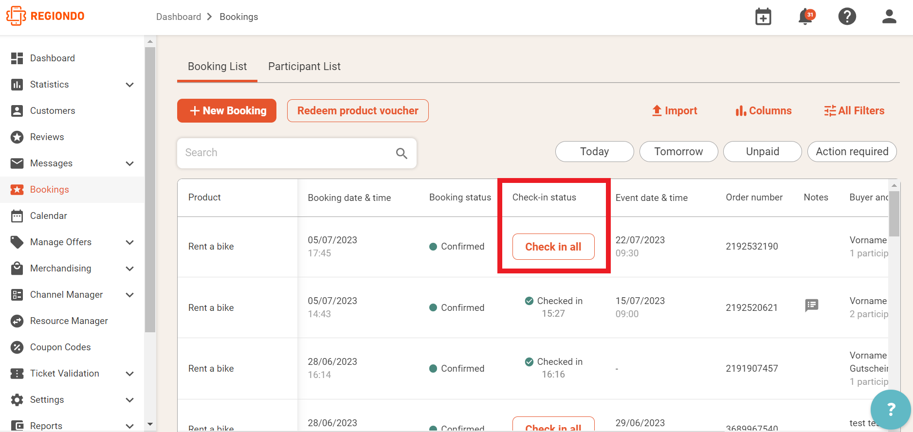 Booking