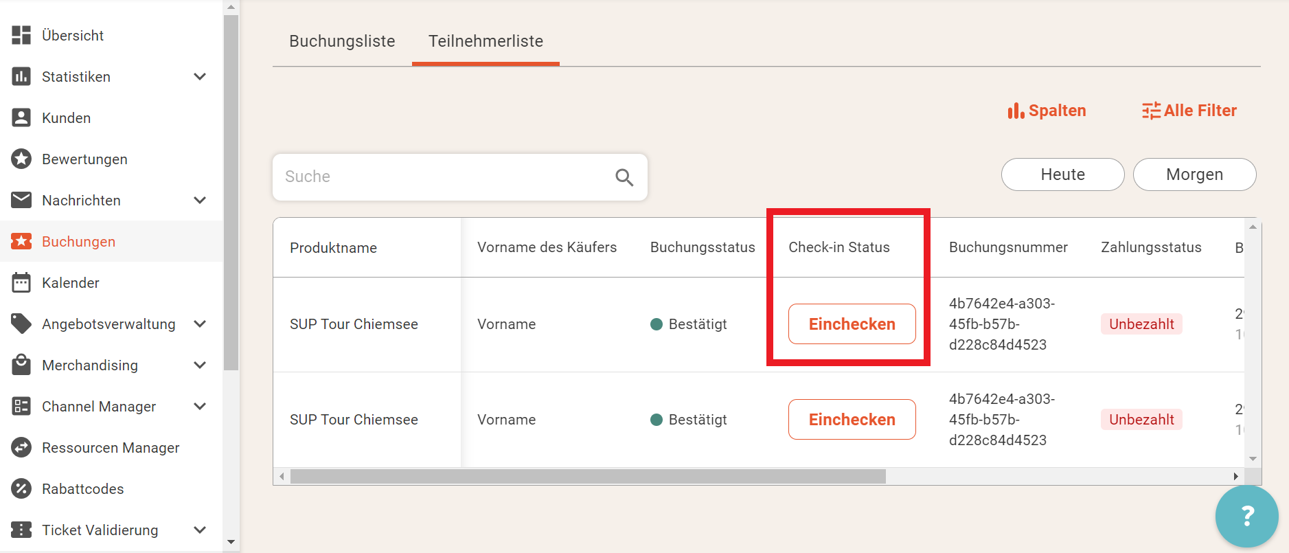 Teilnehmerliste