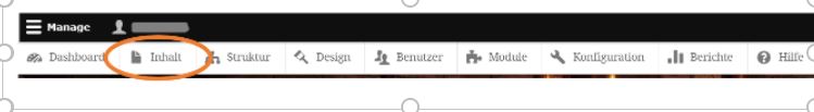 Top navigation bar highlighting the Content section within the management menu.